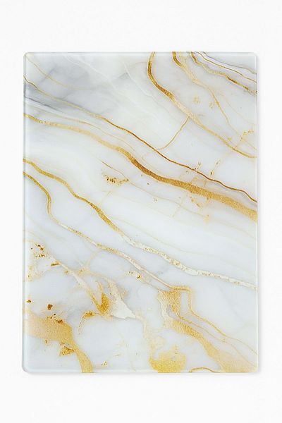 Jenisa Glass Cutting Board Non-Slip Base 30X20Cm - Gold-Marble