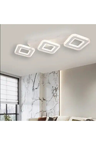 LED CONCEPT LED chandelier with 3 types of light and remote control, white, linear, 48W, dimmable, 75x23x8cm