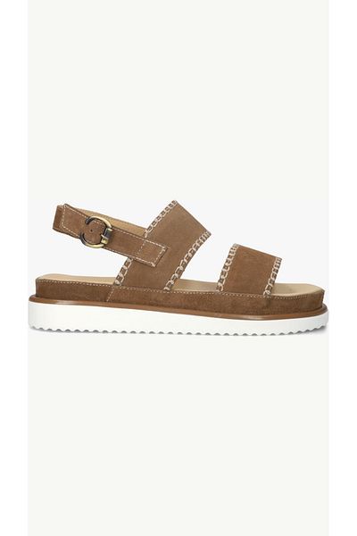SOFT Women's Tan Genuine Suede Double Strap Adjustable Buckle Sandals – Eva Sole & Comfortable Design