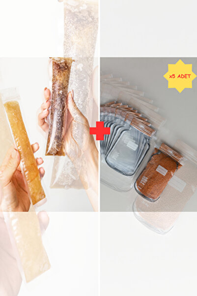 PALPAK Tek Kullanımlık Meybuz Poşeti 40 Adet (5.5x22 cm)-5 Adet Bakır Metal Kavanoz Poşet Hediyeli