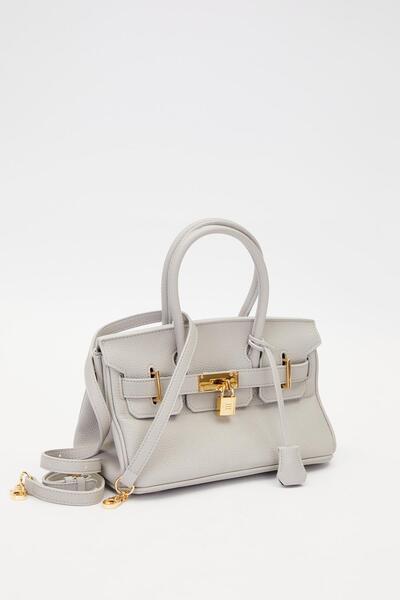 Levidor Gray Accessory Detail Compartment Handbag