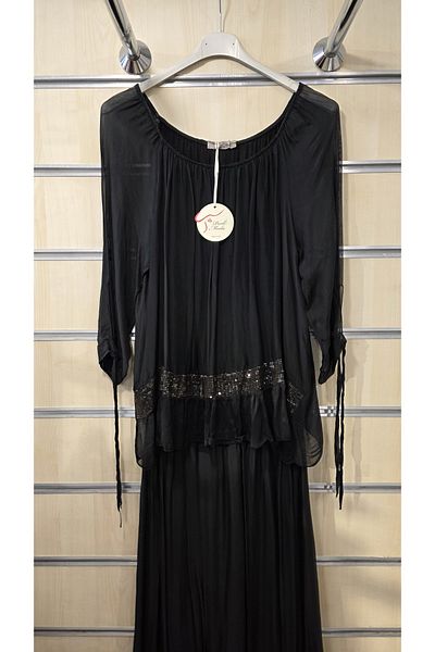 Park Moda Italian Silk Dress with Sequin Detail