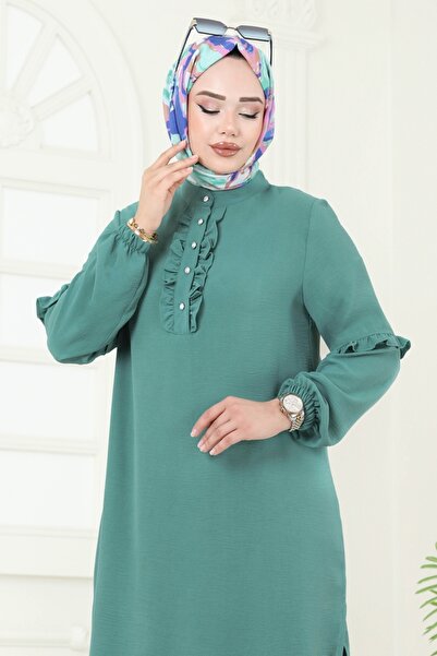 ModaMerve Yandan Yırtmaçlı Tesettür Takım 412DVL817-MS Mint