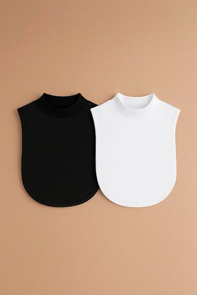 FLORA TEKSTİL Women's Bey-Azdüş 2-Piece Hijab Neck Collar Black White Bagel Underwear Neck Collar Plain Model
