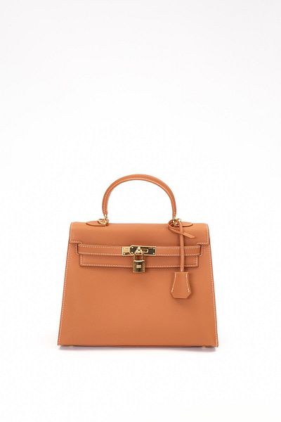 Levidor Brown Gold Lock Detail Accessory Handbag