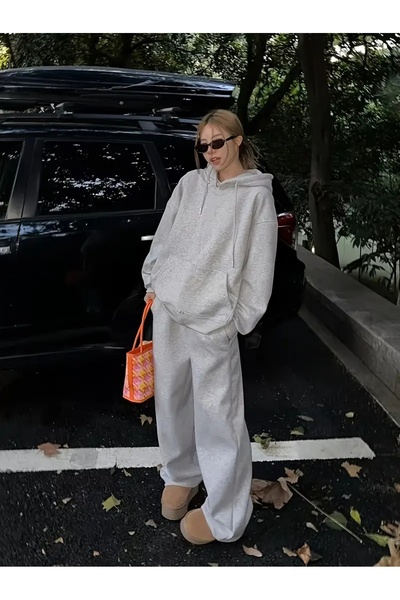 Genel Markalar Kadın Mevsimlik Salaş Geniş Paça Yüksek Bel Eşofman Altı-Asel01