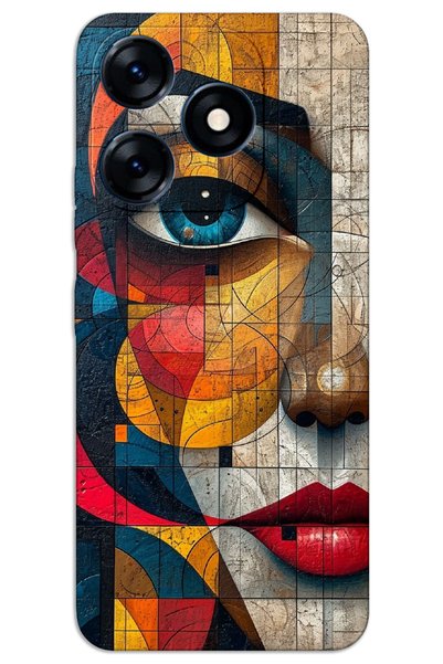 MRCİLETİSİM غطاء خلفي مطبوع بنمط HD لهاتف Tecno Spark 10 Pro - وجه فني