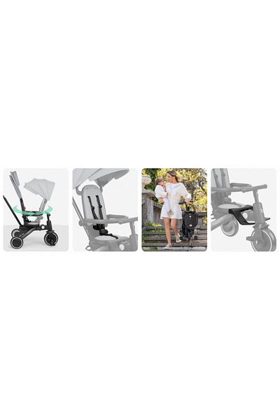 Kikka Boo 8in1 Tricycle for Children KikkaBoo Trix 2 Mint Ultra-foldable, from 10 months to 22kg, Aluminum Frame