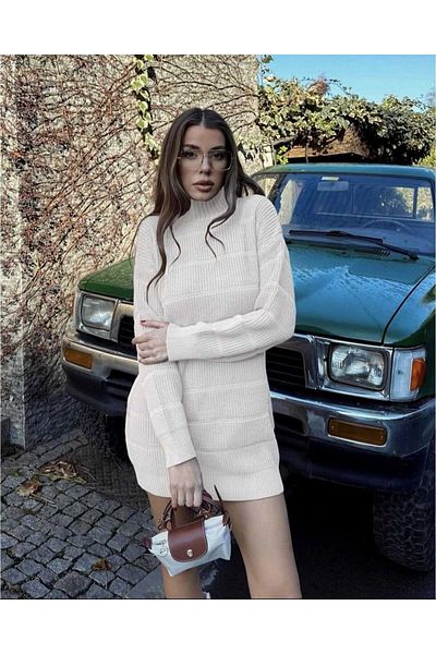 Bracha Half Turtleneck Thessaloniki Knitted Women's Mini Knitwear Dress
