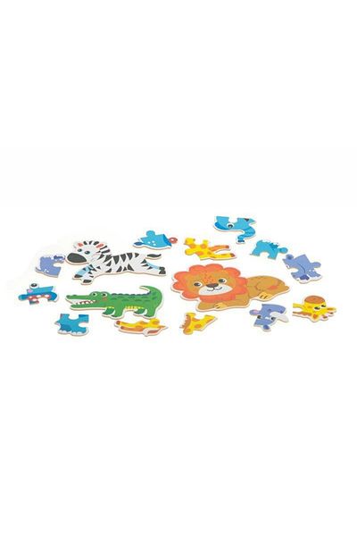 OEM Set of 6 puzzles with Safari animals, in metal box, 25 pieces