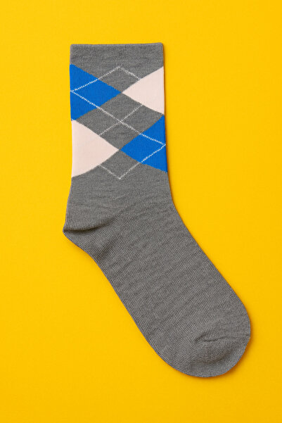 Katia&Bony Дамски карирани шарени памучни чорапи сиви