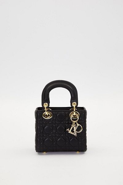 Levidor Black Square Gold Chain Detailed Handbag