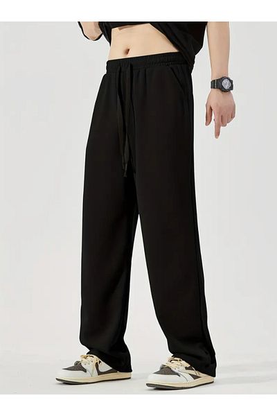 ELF MODA Women's Seasonal Loose Wide Leg High Waist Sweatpants-Asel01
