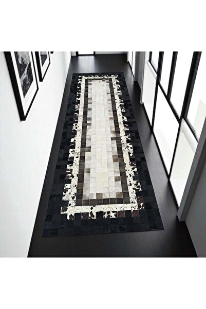 deco marié Dana Derisi Patchwork Yolluk – Siyah Beyaz Renkli Şık Antre Halısı