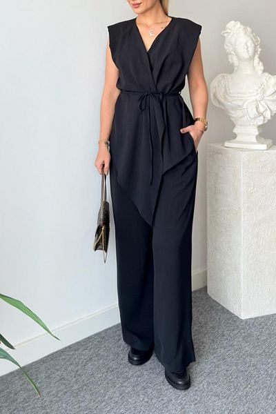 Suzi Asymmetric Cut Vest and Pants Set Cr144002