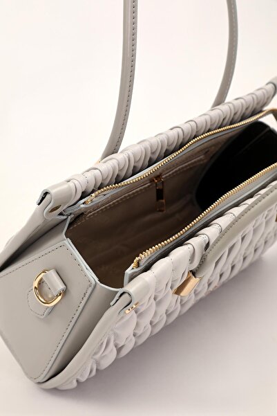 Levidor A.Grey Embossed Diamond Pattern Handbag