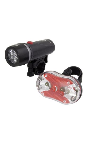 SOHO Flashlight with 5 front LEDs and 3 rear LEDs for the bicycle, 3 and 7 lighting modes, durable
