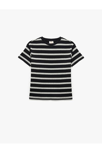 Koton Crew Neck Short Sleeve Camisole Striped T-Shirt