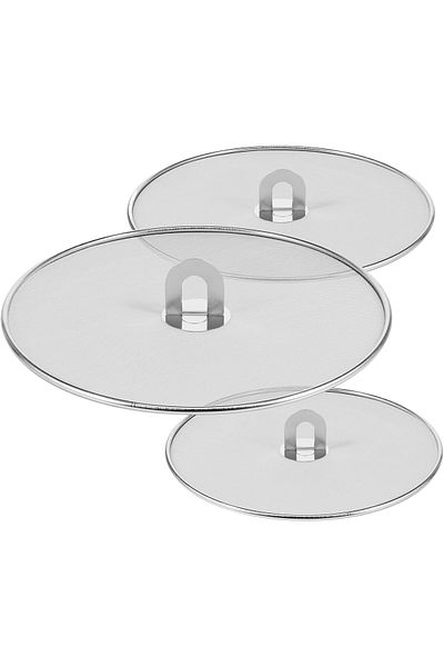 OEM Anti-splatter pan lids, stainless steel with silicone, set of 3 pieces, 3 sizes