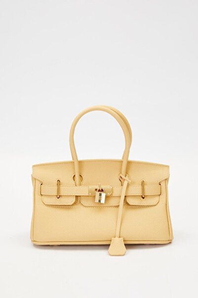 Levidor حقيبة يد صفراء مع حجرة لتفاصيل الإكسسوارات