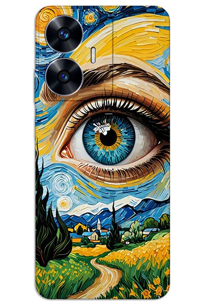 MRCİLETİSİM غطاء خلفي مطبوع بنمط HD لهاتف Realme C55 - عين فنية