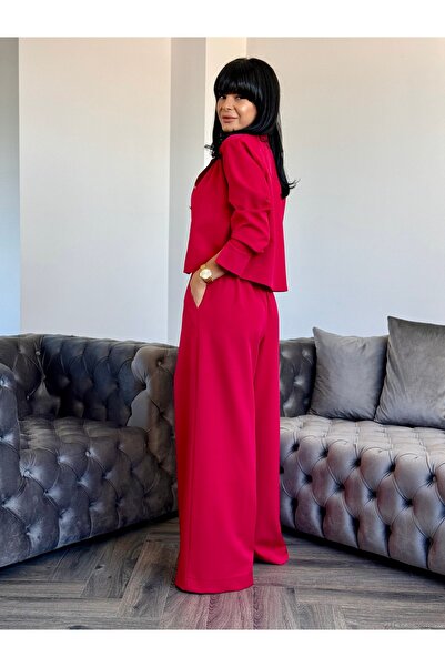 RAMONA BADESCU EXCLUSIVE Women's Suit with Short Jacket and Wide Pants