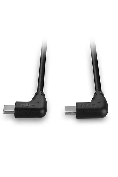 LİNDY Cablu LY-32009, USB-C, 2 x 90°, 1m, Negru