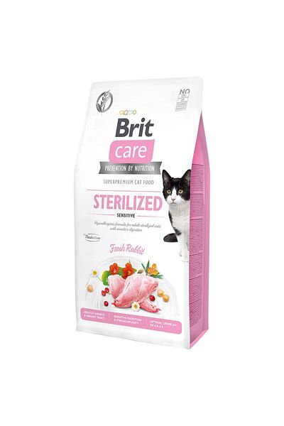 Brit Care Sterilized Sensitive, hrana uscata pentru pisici, Iepure, 2 kg