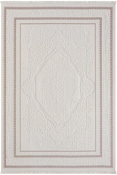 Karmen Halı Truva Tv014a Bej Halı Kenar Çerçeveli Göbekli Desen Kalın Akrilik...