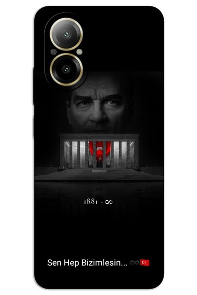 MRCİLETİSİM غطاء خلفي مطبوع بنمط HD لهاتف Realme 12 Lite - Atatürk Bizimlesin
