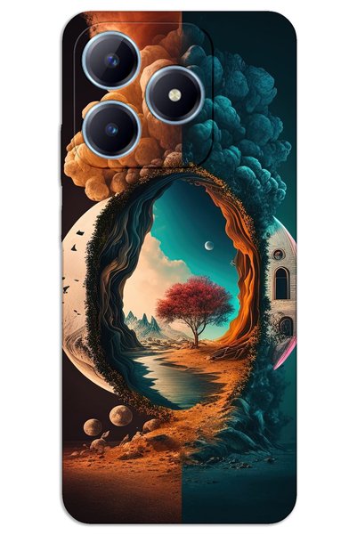 MRCİLETİSİM غطاء خلفي مطبوع بنمط HD لهاتف Realme C63 - Night of the Moon