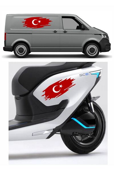 stickerusta Turkish Flag Moon Star Torn Long Leg Turkish Flag Turkish Flag Sticker 00362