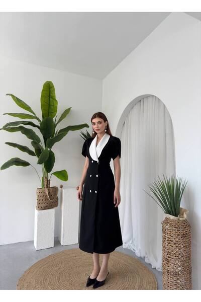 EtikaOnline Zarina Atlas Düğmeli Midi Elbise