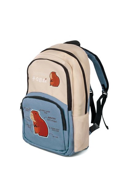 PowerSpeed Children's Unisex Cream Baby Blue Squirrel Printed Backpack