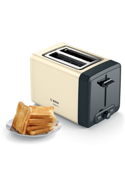 Bosch Prajitor de paine DesignLine TAT4P427, 2 felii, 970W, Negru/ bej
