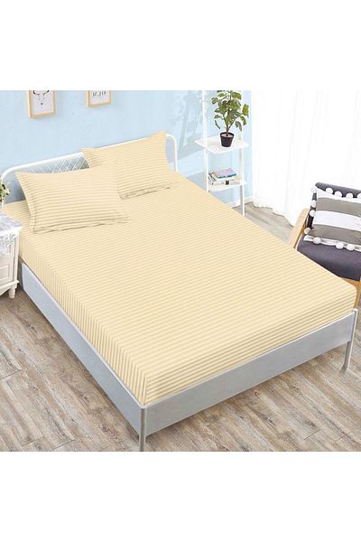 Pucioasa Double-sided bed cover in cream polycotton damask for mattresses 160x200 and 180x200