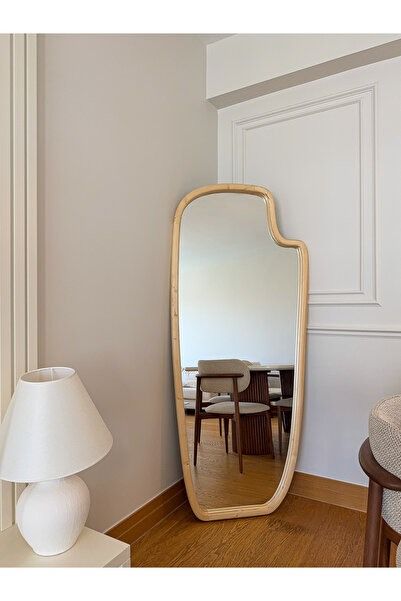 EFFE YAPI DEKOR DOĞAL AHŞAP ÇERÇEVELİ 180X80 CM ( NATUREL ) AYAKLI BOY AYNASI