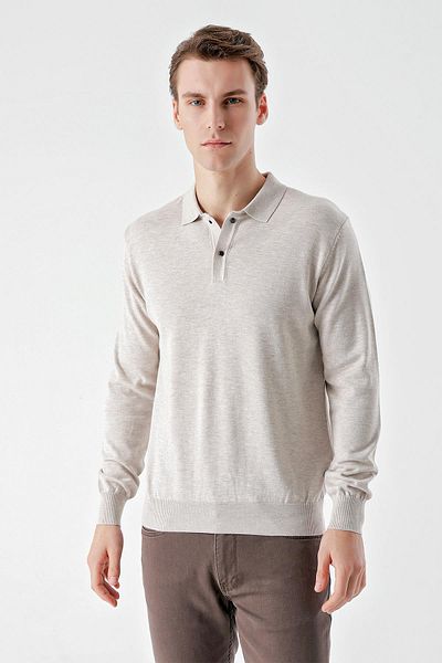 Morven Beige Basic Dynamic Fit Relaxed Cut Polo Collar Gift Boxed Knitwear Sweater