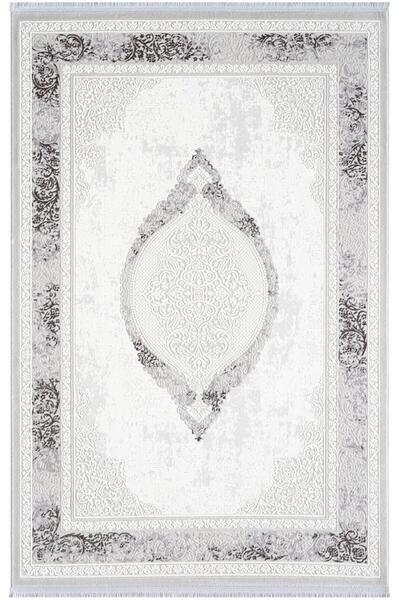 Karmen Halı Dark Dk011g Gri Halı Antrasit Detay Kenar Çerçeveli Göbekli Akril...