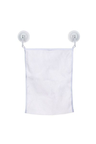 SOHO Polyester mesh organizer with suction cups for bathroom, 40x30 cm, White