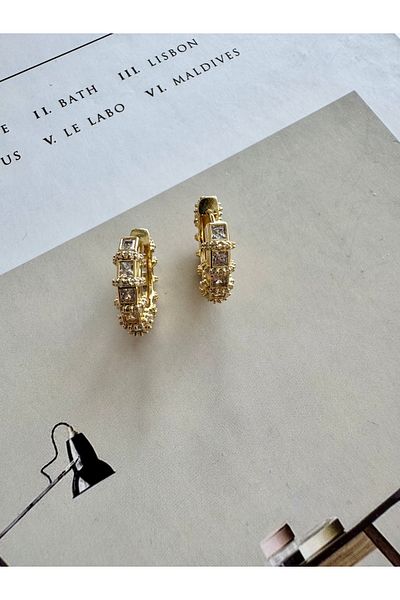 NiAccessory Zircon Stone Hoop Earrings