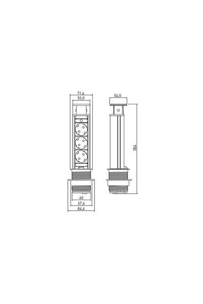GTV Tower socket, 3 schuko sockets, 1.5m cable, black,
