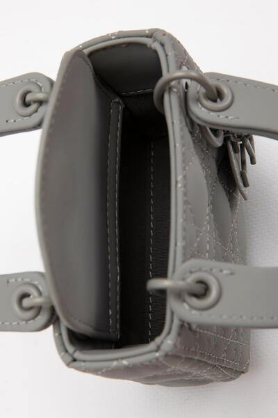 Levidor Gray Mini Size Handbag with Accessory Detail