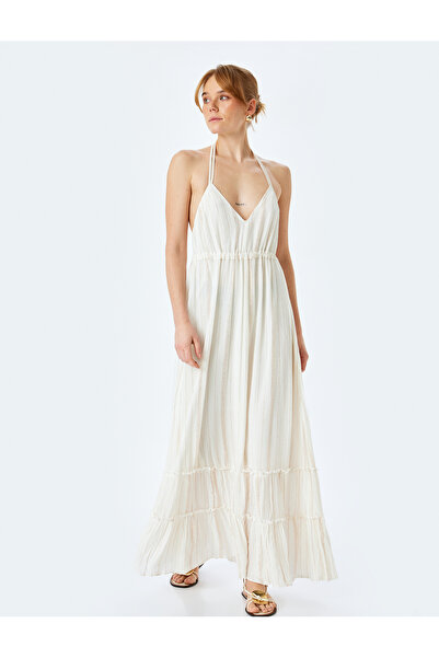 Koton Rochie lungă din viscoză, cu căptușeală, cu tăietură largă, cu bretele ...