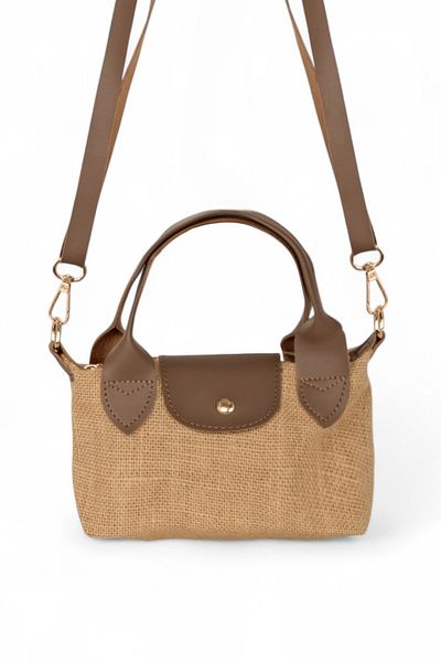 PowerSpeed Women's Mink Mini Size Strap Straw Hand and Crossbody Bag