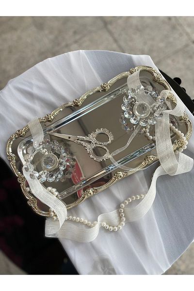 Z&B FLOWERS Promise Tray Silver Tray Engagement Tray Groom Coffee Promise Engagement