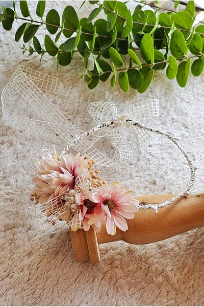 çiğdem kaya design Special Design Flower Pearl Detailed Handmade Crown, Maternity Crown, Mother's Crown, Graduation Crown
