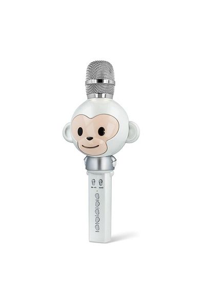 SOHO Monkey-shaped karaoke microphone, sound effects, for children, Silver