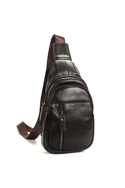 Dudlin Men's coffee leather crossbody bag