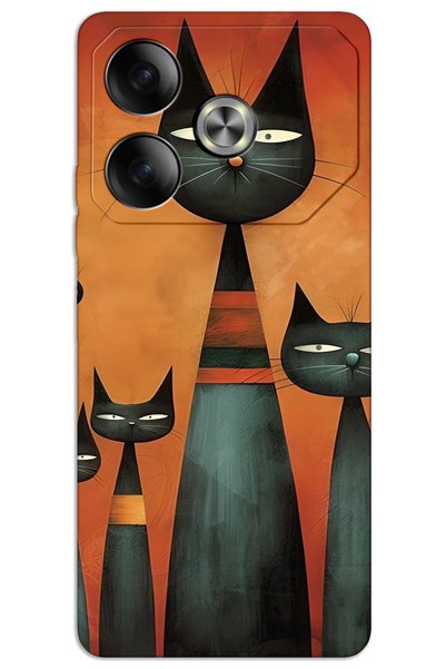 MRCİLETİSİM غطاء خلفي مطبوع بنمط HD لهاتف Tecno Pova 6 - Art Cat